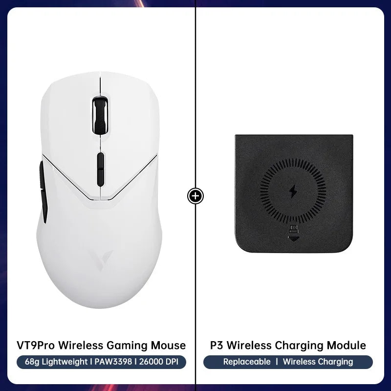 Rapoo VT9PRO Wireless Gaming Mouse – PAW3398, 68g, 26000DPI, Type-C, Programmable, Ergonomic