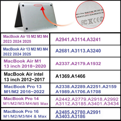 MacBook Pro/Air Hard Shell Case — Pro 14"/16" M2–M5, Air 13"/15" M1–M4