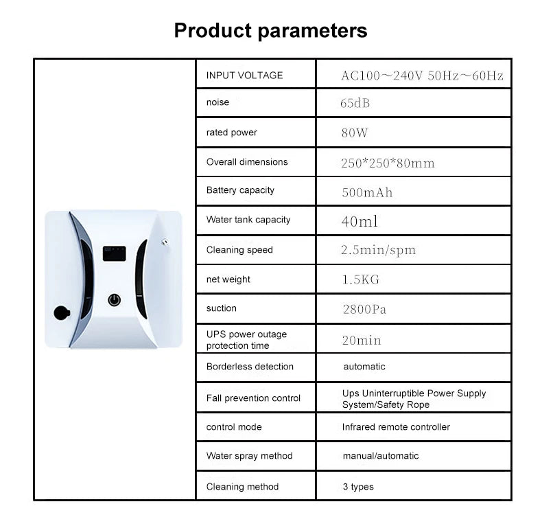 2024 Intelligent Window Cleaning Robot – Auto Water Spray, Remote Control