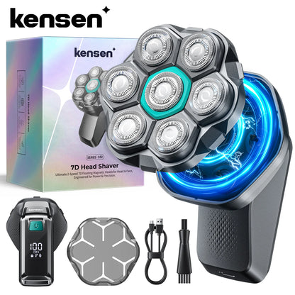 Kensen S32 7D Electric Head Shaver for Men – 8100/8500RPM, IPX6, USB-C, Magnetic Head, 120min