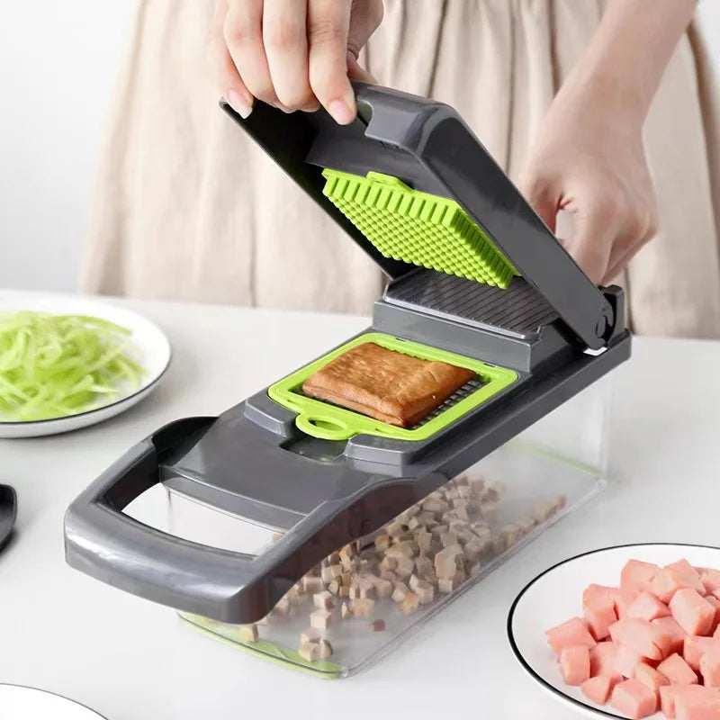 Safe Hand Guard Vegetable & Fruit Cutter | Stainless Steel Slicer 33x12cm