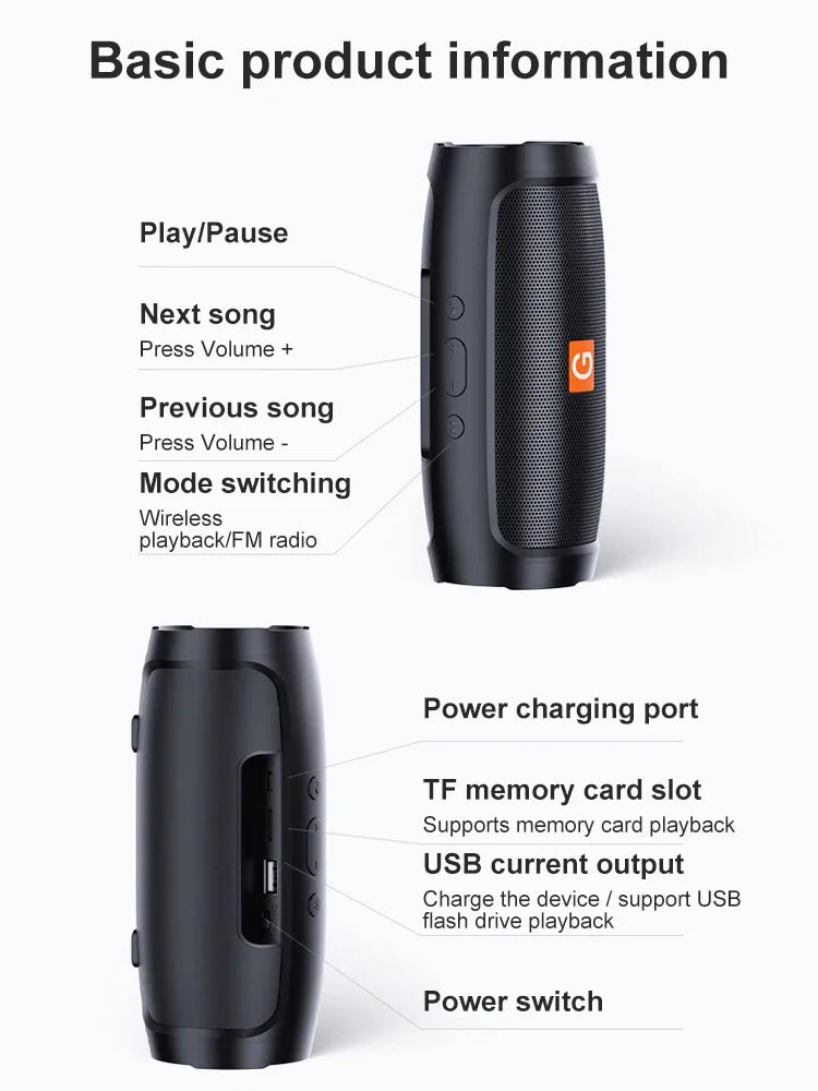 TF USB Bluetooth Portable Speaker – Dual Stereo Subwoofer, FM Radio, Voice Broadcasting