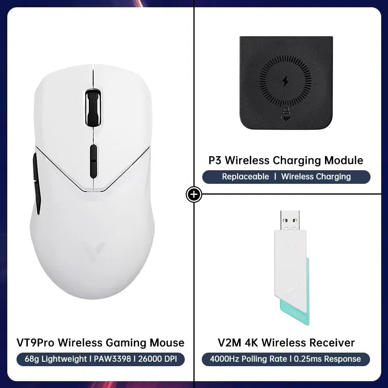 Rapoo VT9PRO Wireless Gaming Mouse – PAW3398, 68g, 26000DPI, Type-C, Programmable, Ergonomic