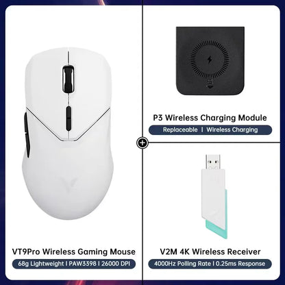 Rapoo VT9PRO Wireless Gaming Mouse – PAW3398, 68g, 26000DPI, Type-C, Programmable, Ergonomic