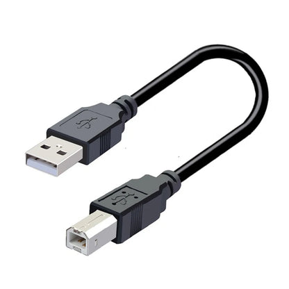 USB 2.0 Type-A female to USB-B male printer cable adapter, R.E.D. Shopping electronics accessory, close-up of the cable connectors