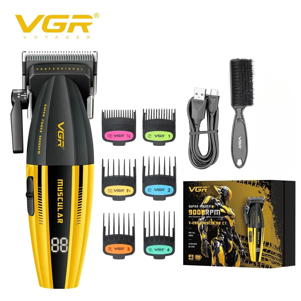 VGR Professional Hair Clippers | 9000 RPM | V-285 & V-003 | Cordless Barber Trimmer