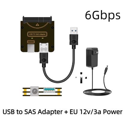 TISHRIC SAS 29-Pin SFF-8482 to USB 3.0 Adapter – 6Gbps HDD RAID with Power Port