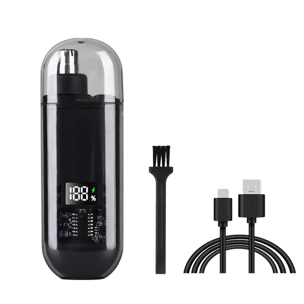 R.E.D. men's grooming set with nose and ear hair trimmer and T9 hair clipper, USB rechargeable, on a white background.
