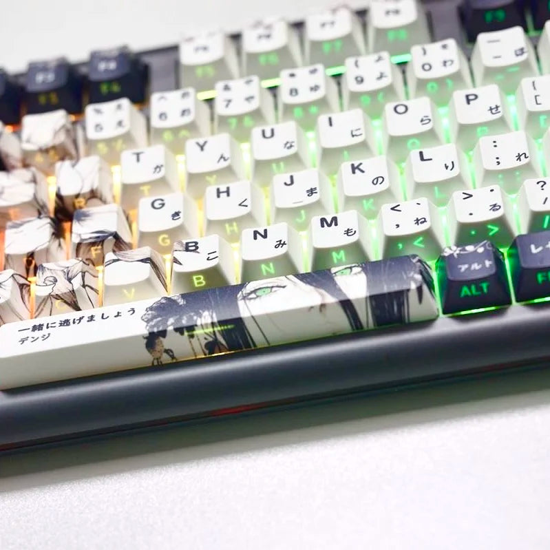 Chainsaw Man Anime Keycaps – PBT Dye-Sub, Cherry Profile, 74–140 Keys, for Mechanical Keyboard