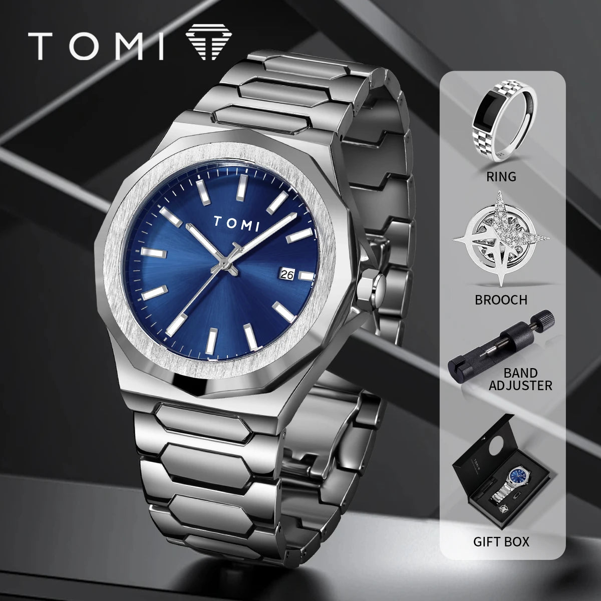 TOMI Luxury Men’s Watch & Gift Box Set – Business Quartz Watch