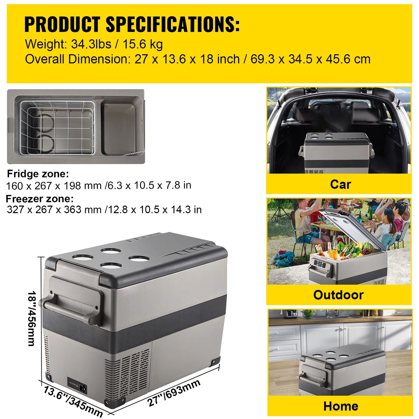 SucceBuy Portable Car Refrigerator & Freezer | 20–55L | DC 12V/24V & AC 110-240V | EU Stock