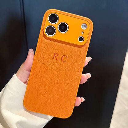 Custom Name Phone Case – 3D Hot Stamp Faux Leather for iPhone 13–17