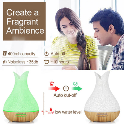 WiFi Smart Air Humidifier & Aroma Diffuser 400ml – Essential Oil, Wood Ball Design