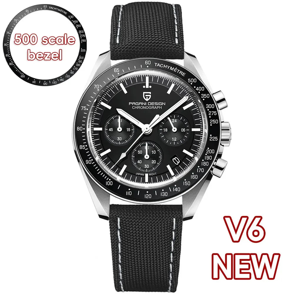 PAGANI DESIGN 1701 V5 Men's Luxury Quartz Chronograph Watch – AR Sapphire Glass, 100M Waterproof