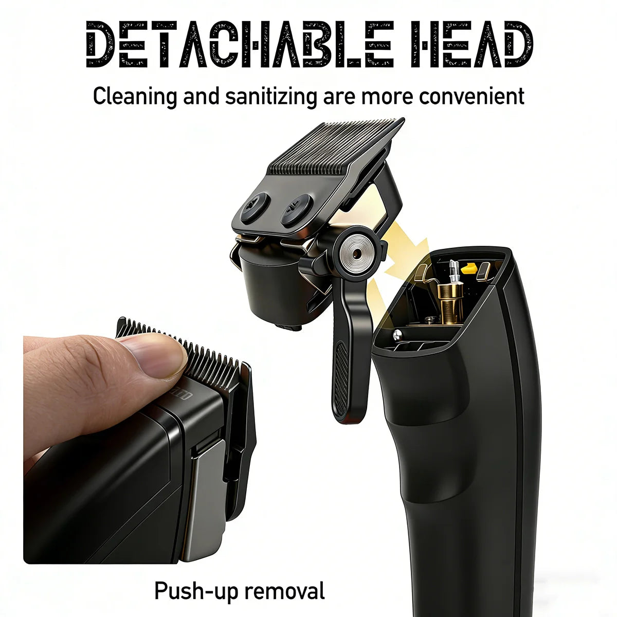 Professional Barber Hair Clipper – 5-Speed, 8000RPM, Brushless Motor, Detachable Blade