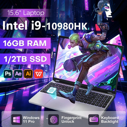 15.6" Laptop | Intel Core i9-10980HK | 16GB DDR3 | Up to 2TB SSD | Fingerprint | Backlit KB | Win 11 Pro