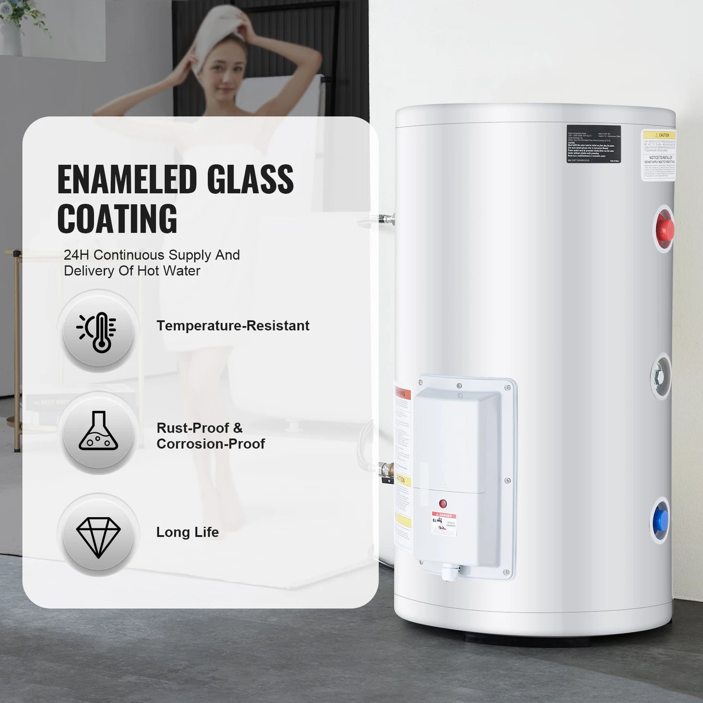 SucceBuy Electric Water Heater 40/70L – LED Display, Knob Control, IPX4, Keep Warm