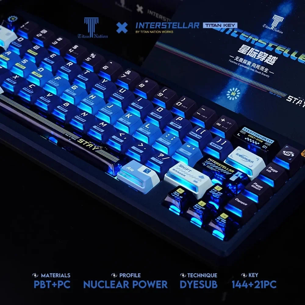 Titan Nation Interstellar Crossing Keycaps Original Height PBT Material PC Transparent Thermally Sublimated HighQuality 144 Keys