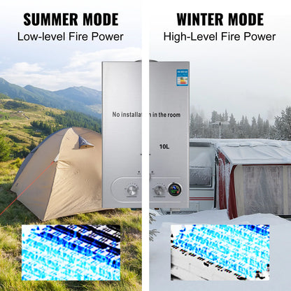 VEVOR 6–18L LPG Propane Tankless Water Heater | Shower Kit Included | CE Certified