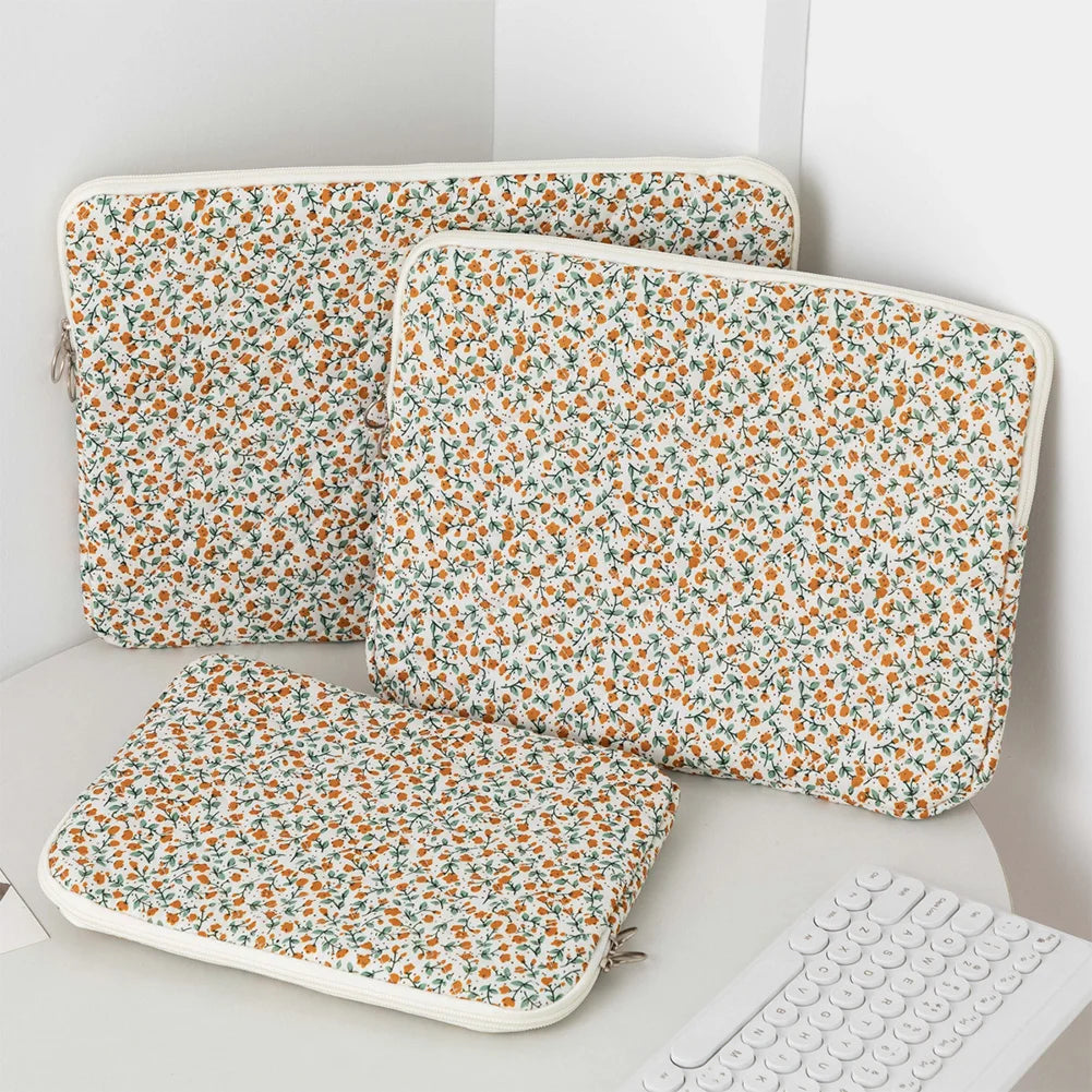 Coquette Floral Laptop Sleeve – 11"/13"/15", Cotton Liner, Carrying Case for Office