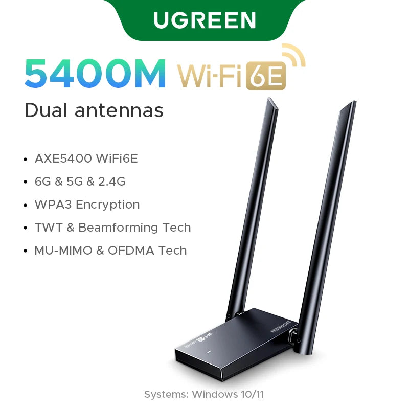 UGREEN USB WiFi Adapter | AX900 / AX1800 / AXE5400 | WiFi 6/6E | Dual Band 2.4GHz & 5GHz