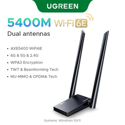 UGREEN USB WiFi Adapter | AX900 / AX1800 / AXE5400 | WiFi 6/6E | Dual Band 2.4GHz & 5GHz