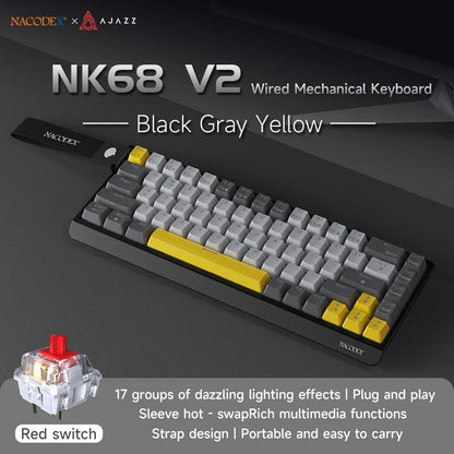 AJAZZ NK68 V2 Gaming Mechanical Keyboard | Hot-Swap | RGB Backlight | 68 Keys | Red Switch | USB