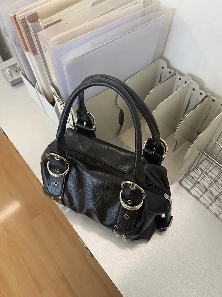 NIGEDU Rivet PU Leather Shoulder Bag