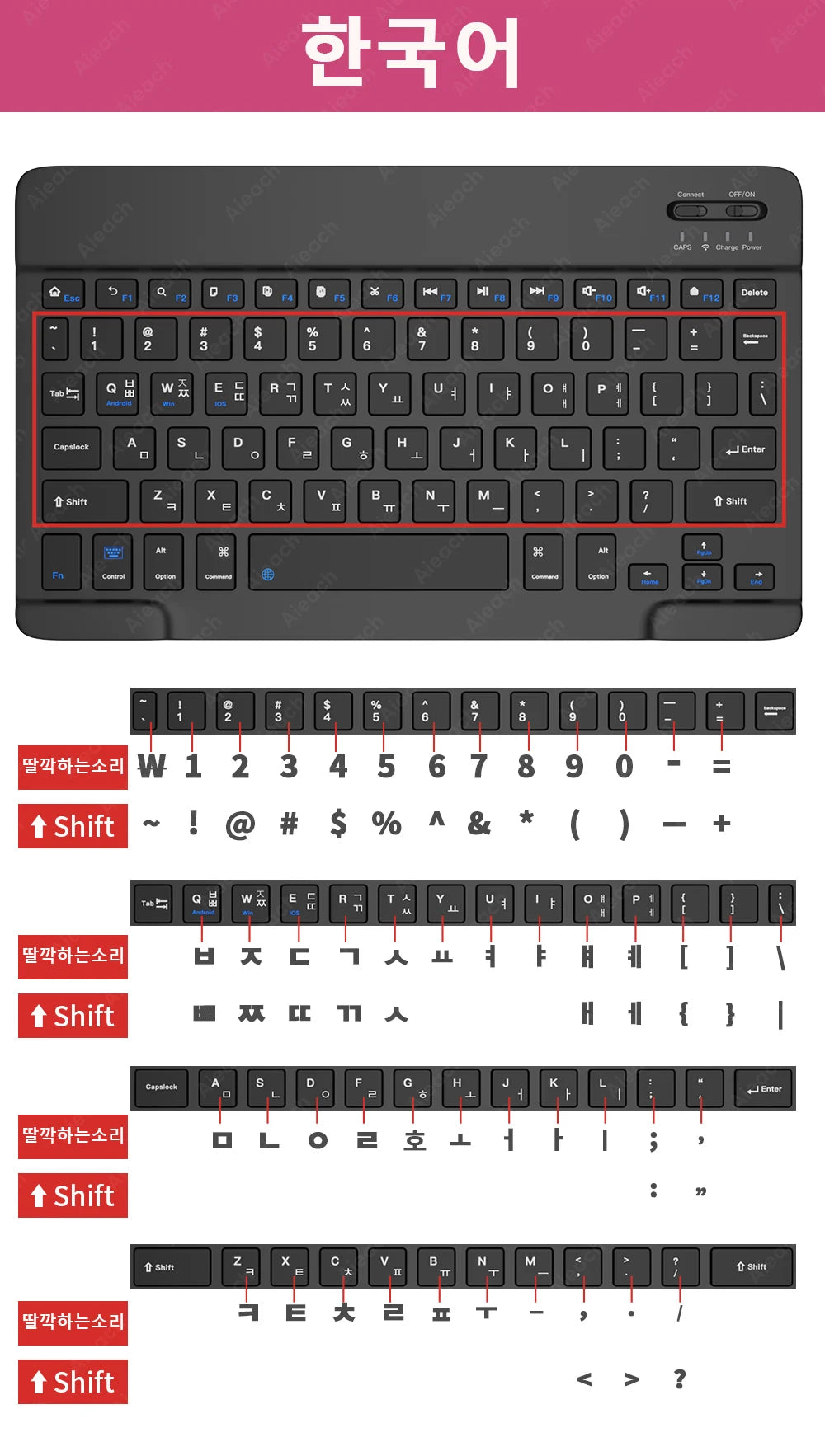 Wireless Bluetooth Keyboard with Rainbow Backlit – Tablet, iPad, Phone, Android, iOS, Windows