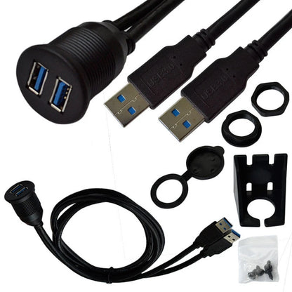 USB Panel Flush Mount Extension Cable with LED – USB 2.0/3.0, 1m/2m, for Car, Boat & Dashboard