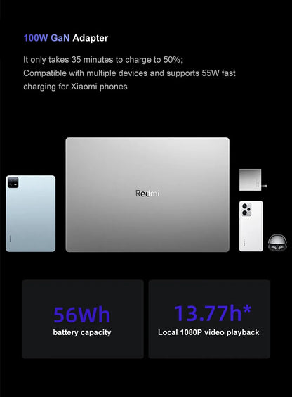 Xiaomi RedmiBook 16 – Intel i5-12450H/i5-13500H, 16GB, 512GB/1TB, 16" 120Hz