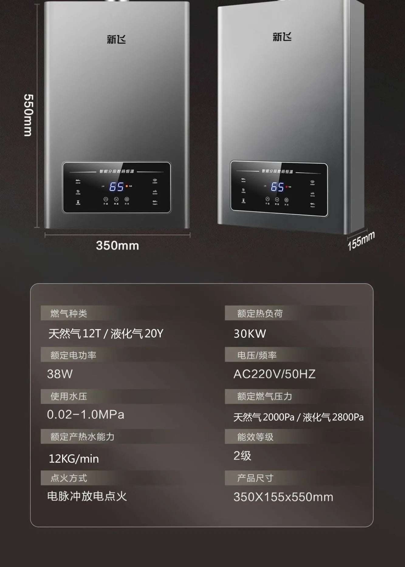Smart Gas Water Heater – Intelligent Constant Temperature, Natural Gas & LPG, 10L–16L, EU/UK/US/AU