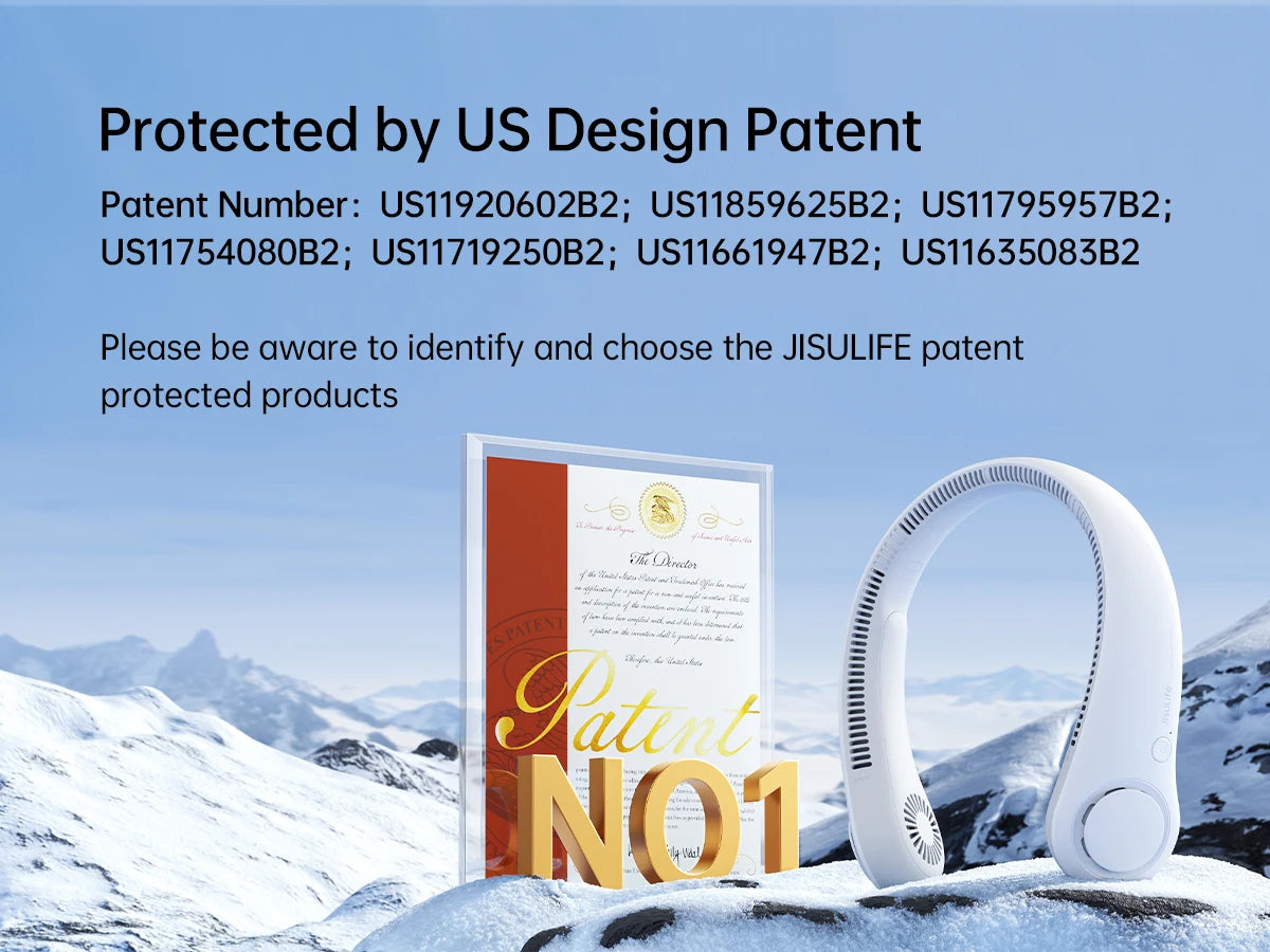 JISULIFE Portable Neck Fan – 4000mAh, 5 Speeds, Twistable Bladeless Hands-Free Neckband Fan