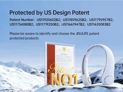 JISULIFE Portable Neck Fan – 4000mAh, 5 Speeds, Twistable Bladeless Hands-Free Neckband Fan