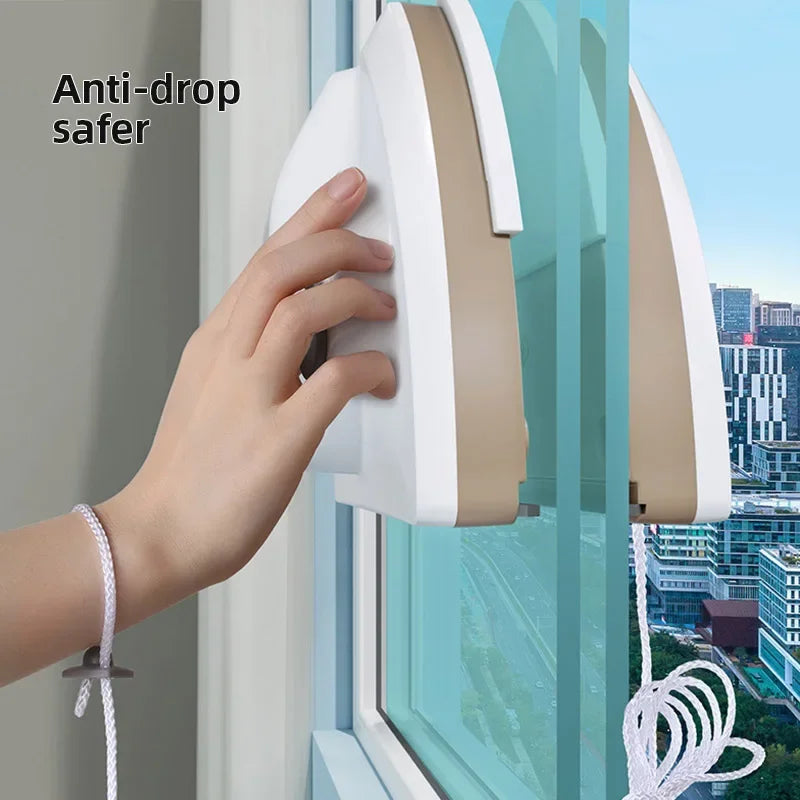 Magnetic double-sided window cleaner brush with auto water discharge wiper for kitchen and home use, by R.E.D. Shopping