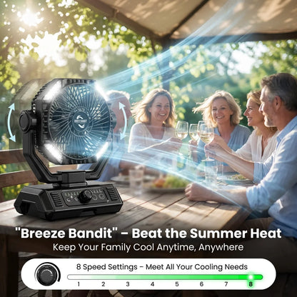 coldSky 20000mAh Camping Fan with LED Lantern – 8 Speed Portable Outdoor Fan