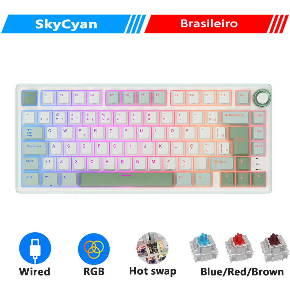 Royal Kludge RK R75 Brazilian Gasket Mechanical Keyboard – 80-Key, Hot-Swap, RGB, MDA PBT Keycaps
