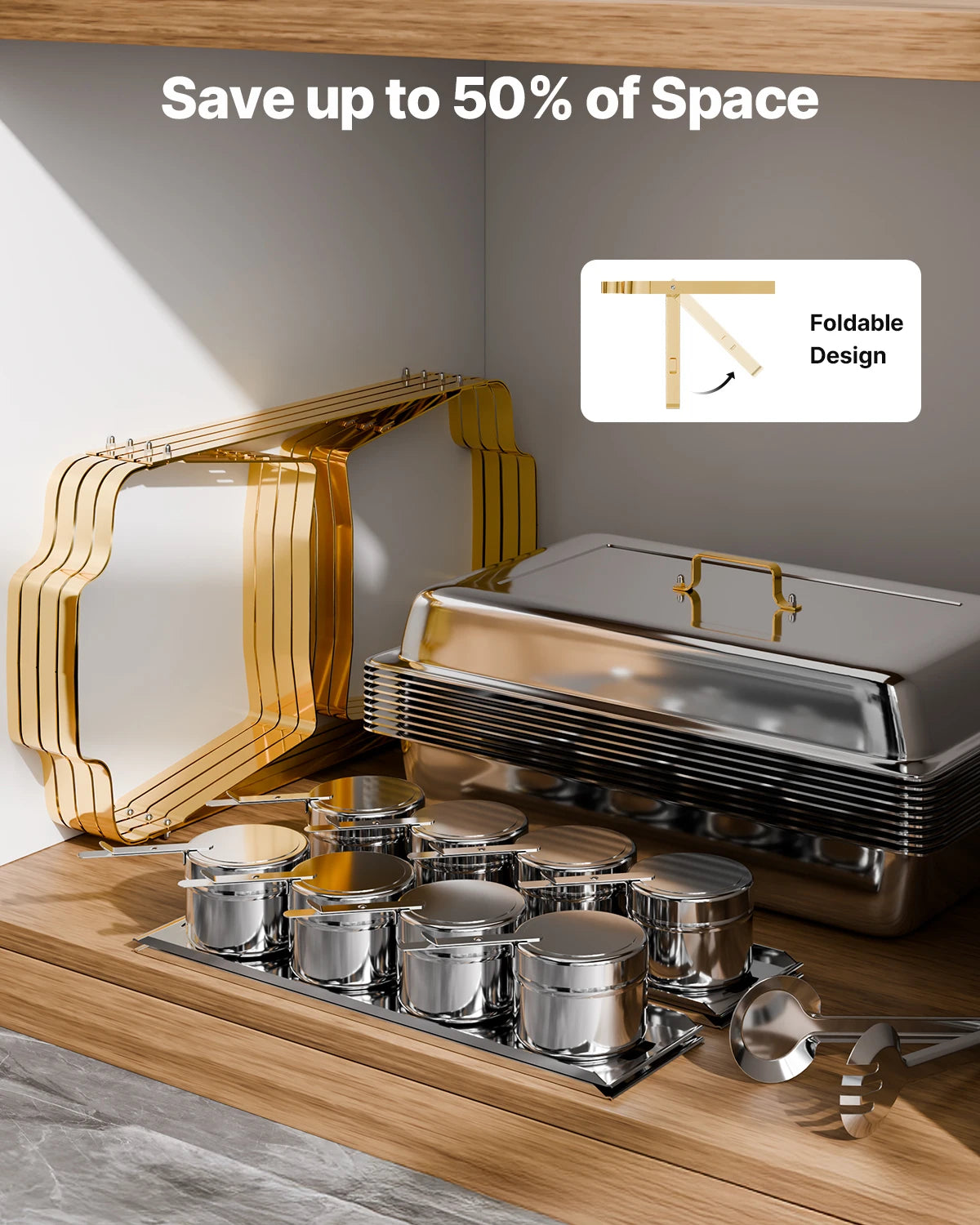 SucceBuy 8 Qt Chafing Dish Buffet Set 4-Pack – Stainless Steel, Full & Half Size Pans, Catering