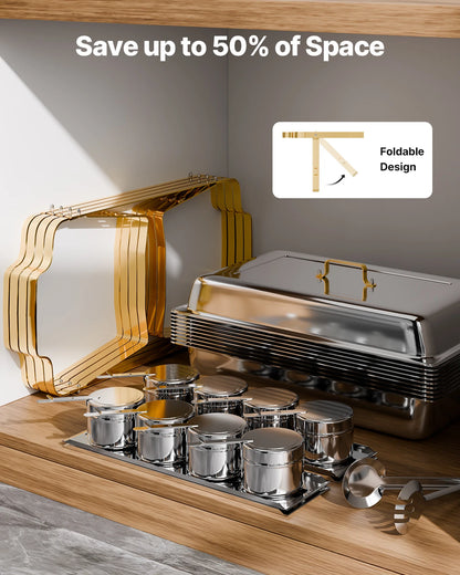 SucceBuy 8 Qt Chafing Dish Buffet Set 4-Pack | Stainless Steel Catering Warmer