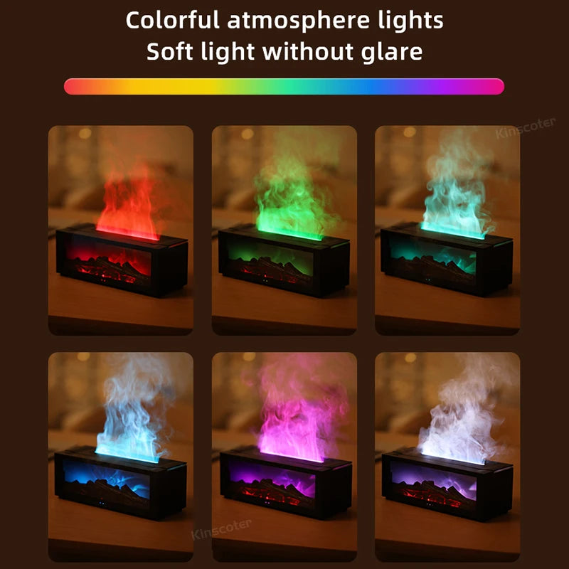 Fireplace Aroma Diffuser & Air Humidifier — Colorful Flame Effect, Timer, Remote Control, Home & Office