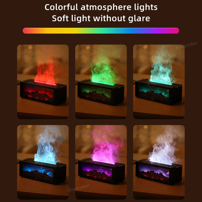 Fireplace Aroma Diffuser & Air Humidifier — Colorful Flame Effect, Timer, Remote Control, Home & Office