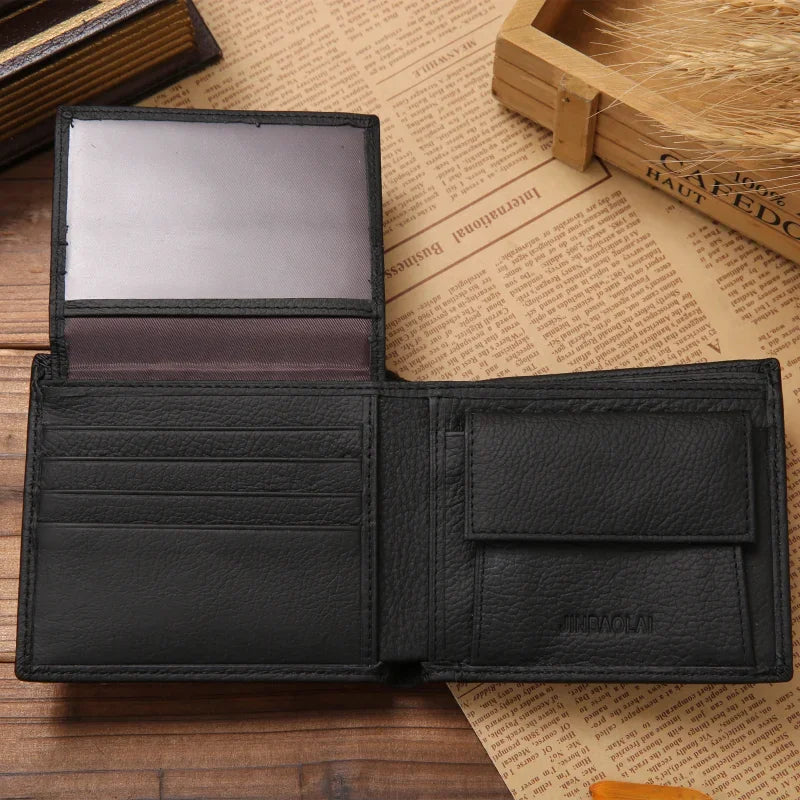 Genuine Cowhide Leather Men's Wallet – Short Bifold