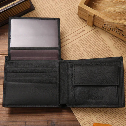 Genuine Cowhide Leather Men's Wallet – Short Bifold