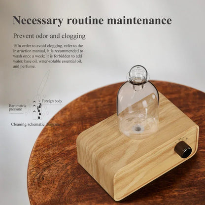 Professional Aromatherapy Nebulizer Diffuser — Wood & Glass, Waterless, 2600mAh Battery, Scent Machine