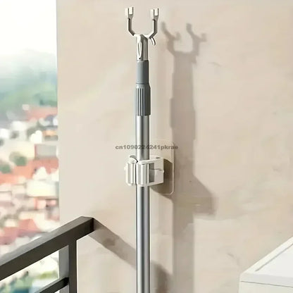 Self-Adhesive Mop & Broom Holder | Wall Mounted No-Drill Storage Hook