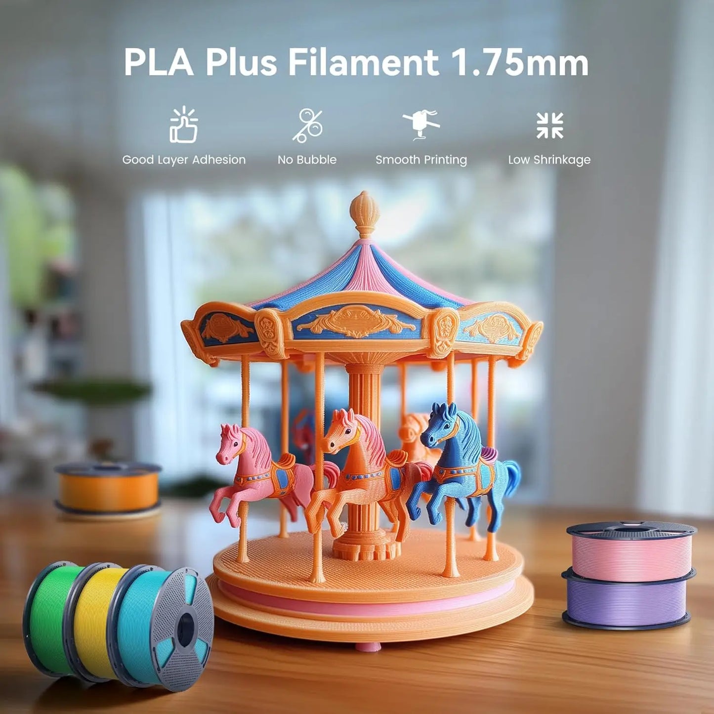 SUNLU 3D Printer Filament – 10 Rolls 1.75mm PLA / PETG / PLA+, 1KG Each, EU & US Warehouse