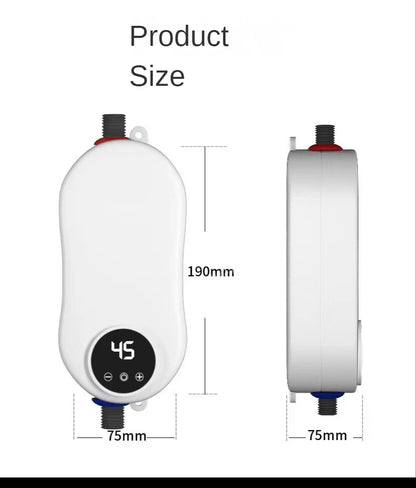 Portable electric water heater by R.E.D. Shopping, 220V 4500W unit for bathroom and kitchen hot water heating.