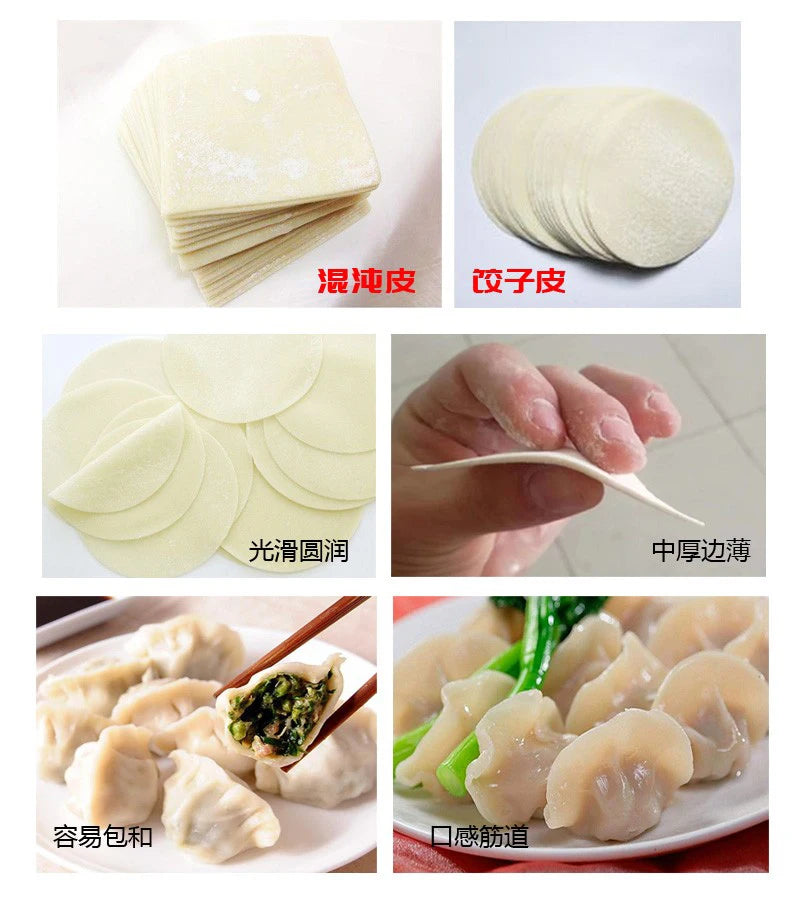 Electric Dumpling Wrapper Machine – 110V/220V, Round & Square Wonton Skin Maker, Commercial