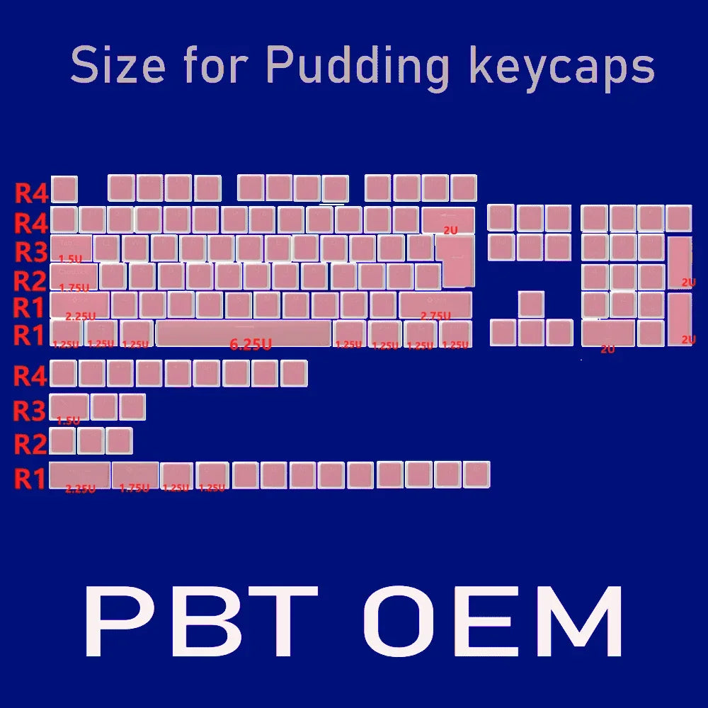 129-Key Pudding Keycaps – OEM Profile PBT, Transparent, MX Hot-Swap Compatible