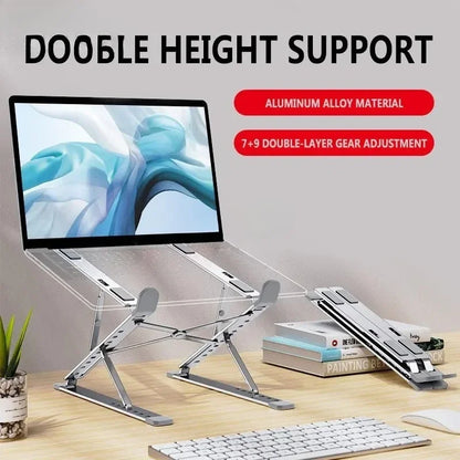 Aluminum Laptop Stand – Adjustable, Foldable, Cooling, Portable Notebook Holder for MacBook